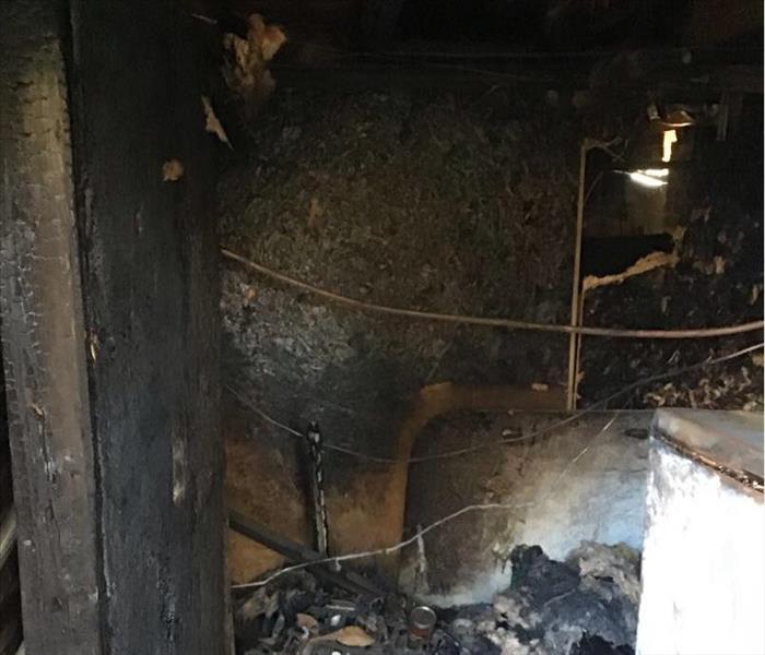 fire and soot damaged basement