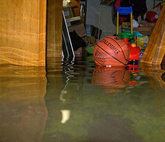 A basement is flooded